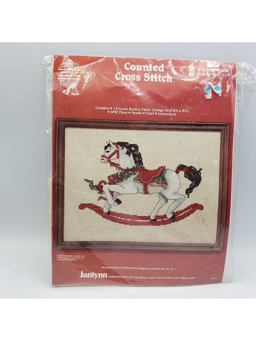 Janlynn Counted Cross Stitch Kit $59-4 ROCKING HORSE 12x9"